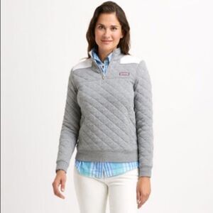 VINEYARD VINES Gray White Quilted Shep Shirt Sweater Sweatshirt Size Medium M